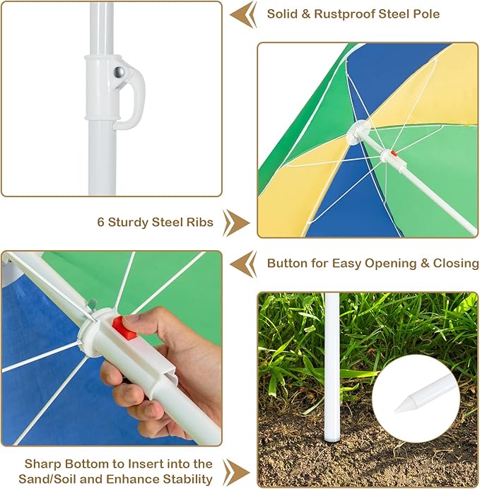 Costzon Kids Picnic Table with Sensory Bins, 4 in 1 Sand and Water Table with Height Adjustable Umbrella, Removable Tabletop, Wooden Kids Outdoor Table for Backyard Patio Play