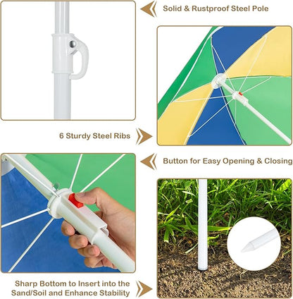 Costzon Kids Picnic Table with Sensory Bins, 4 in 1 Sand and Water Table with Height Adjustable Umbrella, Removable Tabletop, Wooden Kids Outdoor Table for Backyard Patio Play