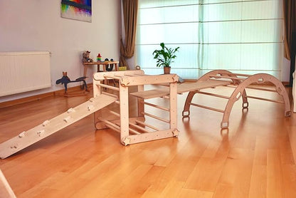 Montessori Climbing Cube and Triangle for Kids | Foldable Climbing Set | Indoor Activity Cube | Climbing Set with Cube and Triangle for Toddler | Foldable Wooden Jungle Gym (CUBE+ARCH+2 RAMP)