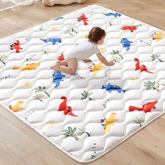 Odorless Premium Foam Baby Play Mat, Soft Microfiber Fabric Crawling Mat for Floor- Comfortable and Hypoallergenic, Non-Slip Cushioned Floor Playpen mat for Infants,Babies,Toddlers