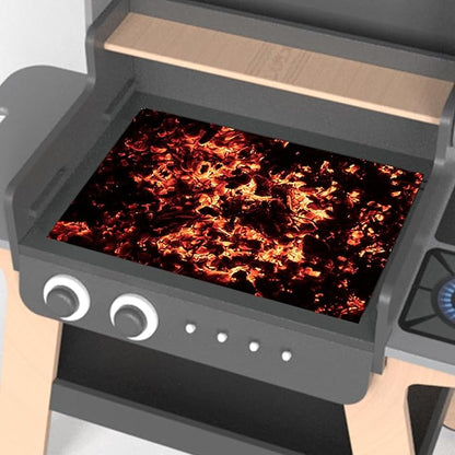 Kids BBQ Grill Playset Toy for Toddlers & Children Ages 3-8, Wooden Outdoor Indoor Pretend Play Cooking Toys with Toy Food and Grilling Tools, for Girls & Boys