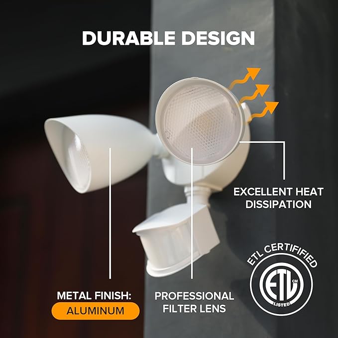 UME 2 Pack 32W 3500 Lumen LED Security Lights Motion Sensor Light Outdoor, 5000K Daylight, IP65 Waterproof, Dusk to Dawn, Motion Detector Flood Light for Garage, Yard, Porch-White