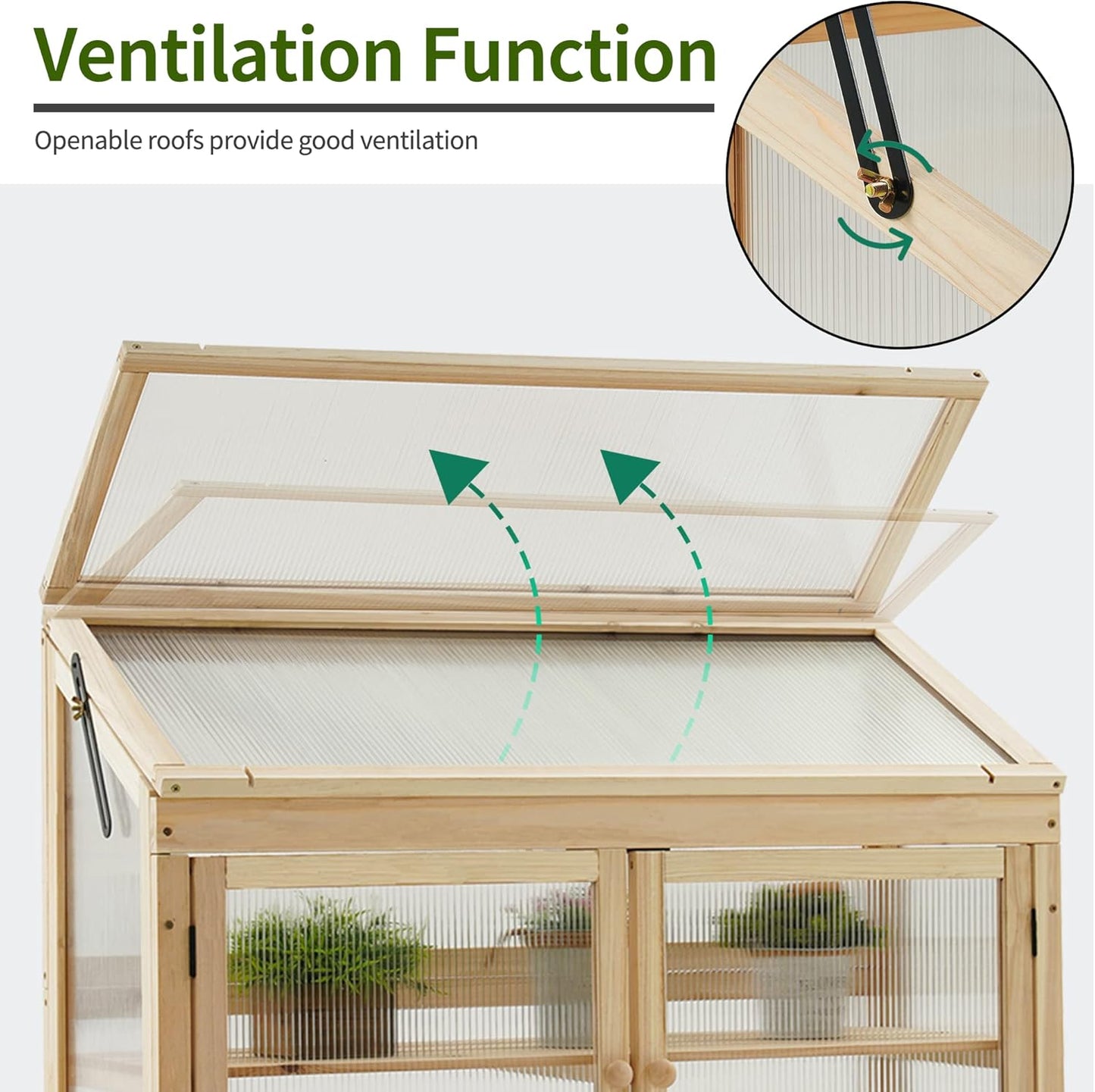 MCombo 2-Tier Wooden Cold Frame Garden Greenhouse Raised Flower Planter Shelf Bed Protection 6057-0160 (Natural)