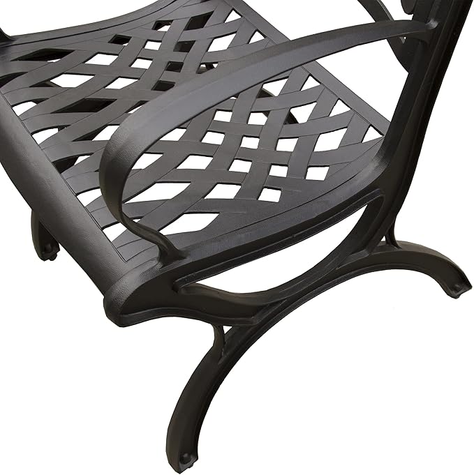 Ornate Traditional Outdoor Cast Aluminum Black Patio Dining Chair