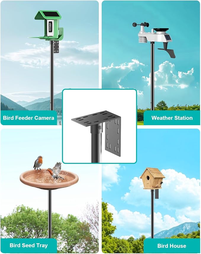 Bird Feeder Pole – 90 Inch Height Bird House Pole with 1-Inch Dia Heavy Duty for Birdfeeders, Feeding Stand with Mount Kit for Outdoor, Slip-Fit Connection
