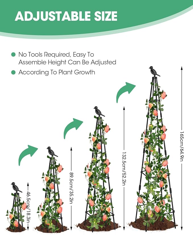 Trellis for Climbing Plants Outdoor, 2 Pack Plant Trellis Support for Climbing Vine, Plant Support Tower Cages Plastic Coated Metal Pipe Supports for Outdoor Indoor,Tomato cage (Black, 6 FT)