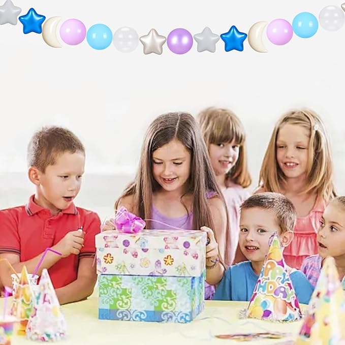 GOGOSO Ball Pit Balls Stars Moon Shapes Plastic Pitballs for Toddler Play Tent Baby Photo Props Kids Pool Water Toys Kiddie Pool Party Decor,Blue Purple,100pcs