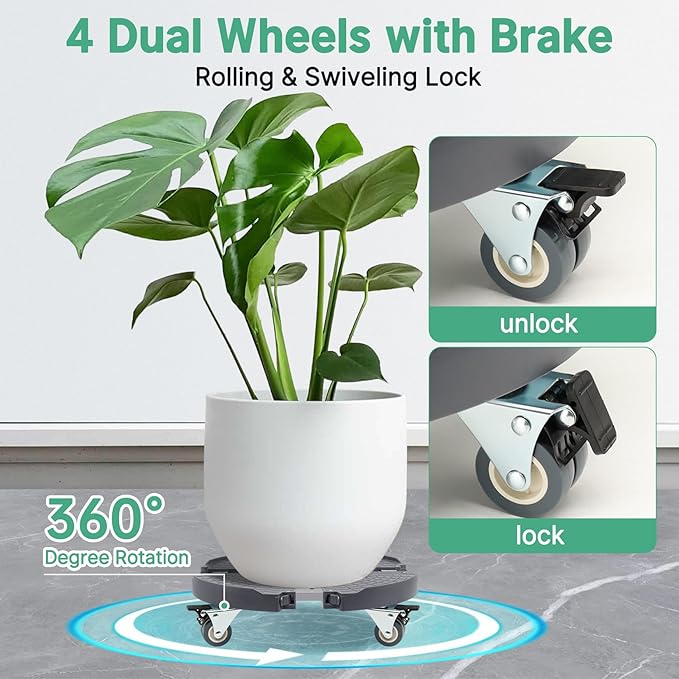 W B D WEIBIDA Round Dolly with Wheels Heavy Duty, Adjustable Pot Dolly 16-20 Inch, Large Plant Mover Indoor Outdoor, Muti Functional Rolling Dolly for Trash Can, Keg, Drum, Barrel
