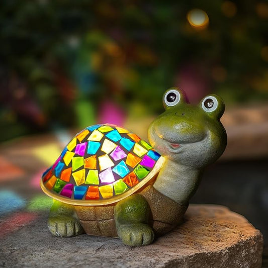MININOVA Solar Mosaic Turtle Statues Outdoor Garden Decorations with Waterproof Mosaic Light Yard Lawn Porch Patio Home Ornaments Gifts for Women