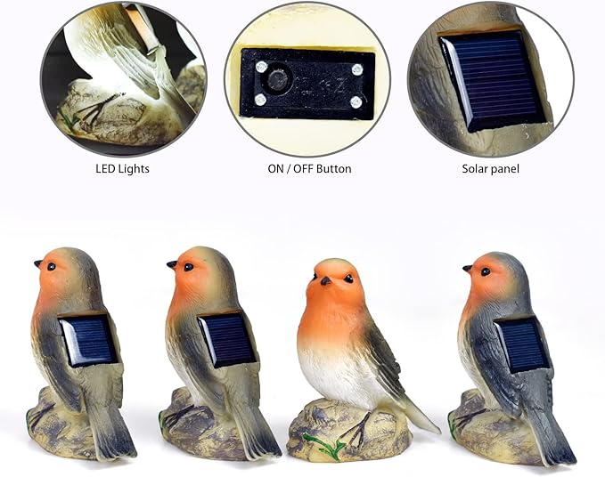 Solar Garden Outdoor Statues Bird Lights, Cute Birds Garden Decor for Outside, Christmas Birthday Gifts for Women, Unique Mother Grandma Housewarming Gifts and Yard Decoration