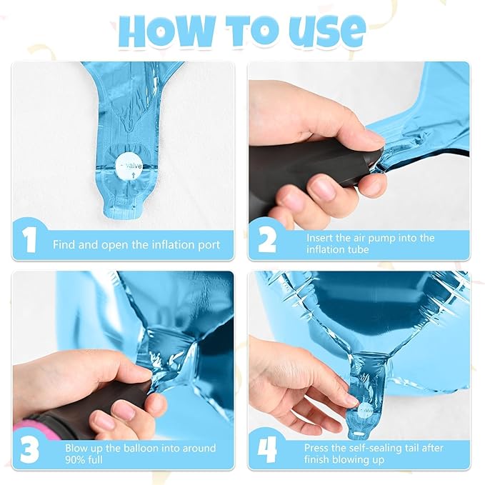 Giant 4D Foil Balloons, 6Pcs Large Metallic Light Blue Royal Silver Round Balloons, 22 Inch Big Round Foil Balloon for Red Birthday Party Baby Shower Wedding Decorations