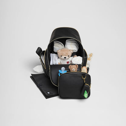Huggies Signature Hug Pack Diaper Backpack, Black Leather, O/S
