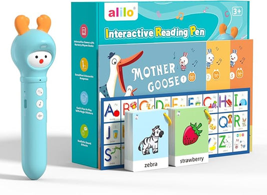 alilo Talking Pen Books Sets for Toddlers 2-6, Kids Learning Electronic Toys, Early Educational Gifts for Boys Girls, with 3 Interactive Audio Sound Books, 100 Talking Flash Cards, Alphabet