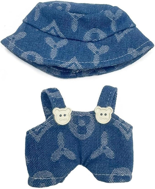 17cm Clothes Set(NO Doll),Hat & Overalls Set for 17cm Accessories Suit,Stylish Adorable Dolls Clothes Accessories,Cute Clothes for Dress up Unique Style (Style H)