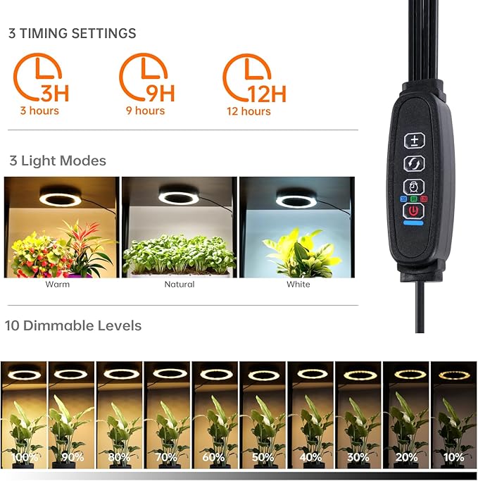 Plant Stand Indoor with Grow Light, 81.3" Tall Indoor Plant Shelf, 6 Tier Flower Stand with Plant Light Full Spectrum, Metal Plant Holder with Light, lighted Plant Rack for Home, Corner, Patio