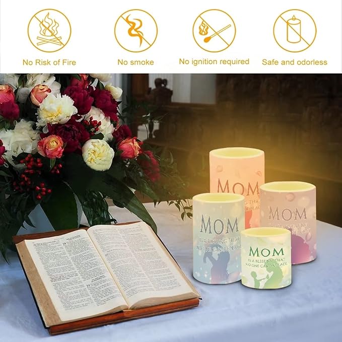 Mother's Day Colorful Flameless Candles Battery Powered with Multicolor Timer Remote Control Everlasting Fake Candles for Party Garden Indoor Outdoor Mother's Day Party Decor for Mom