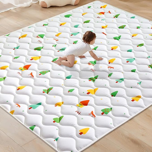 Odorless Premium Foam Baby Play Mat, Soft Microfiber Fabric Crawling Mat for Floor- Comfortable and Hypoallergenic, Non-Slip Cushioned Floor Playpen mat for Infants,Babies,Toddlers