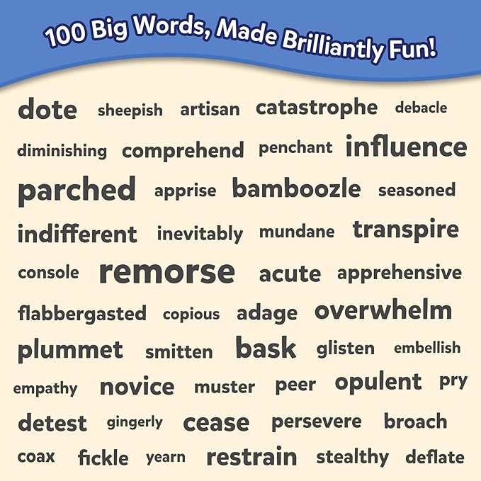 Skillmatics Vocabulary Flash Cards for Kids - Learn 100 Words with Wordplay, Visuals, & Soundplay, Christmas Stocking Stuffers, Educational Gifts for Ages 8, 9, 10 & Up, Screen-Free Language Game