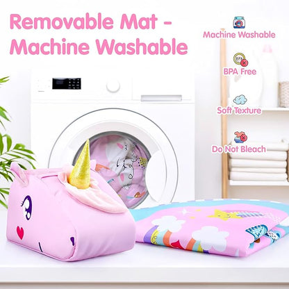 Baby Play Mat & Activity Mat - Baby Play Gym Tummy Time Mat with 6 Detachable Sensory Toys for Motor Skills Development, Newborn Baby Toys 0-6-12 Months Essentials Gift Playmats