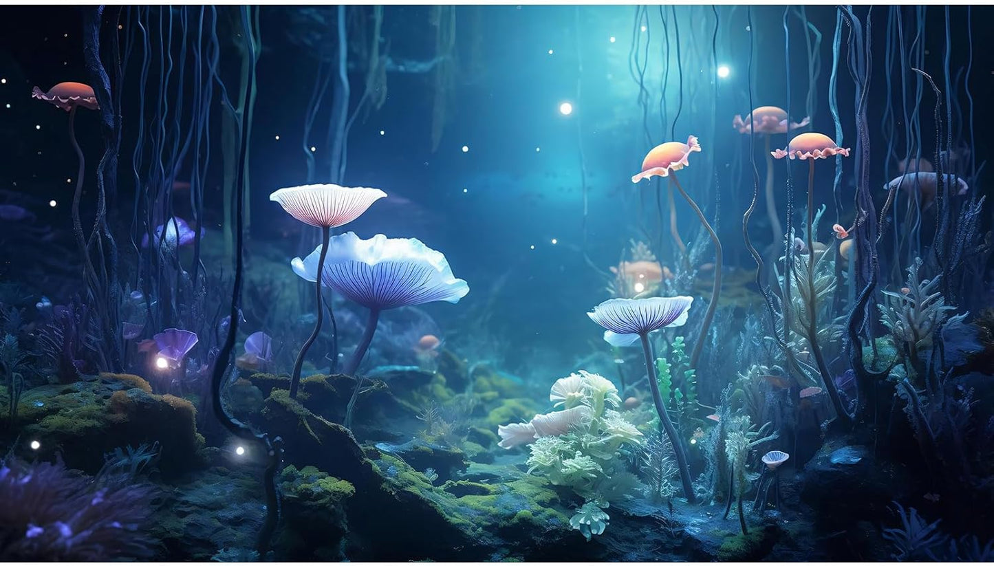 Aquarium Background Surreal Underwater Garden Fish Tank Background Lush Moss Aquatic Plants Tropical Style Landscape Terrarium Tank Backgrounds Under Sea World Aquarium Tank Wallpaper Poster 36x20in