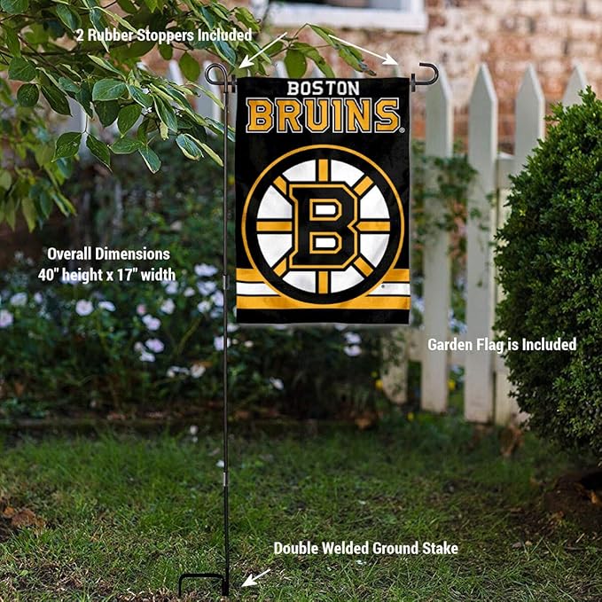 WinCraft Boston Bruins Garden Flag with Pole Stand Holder