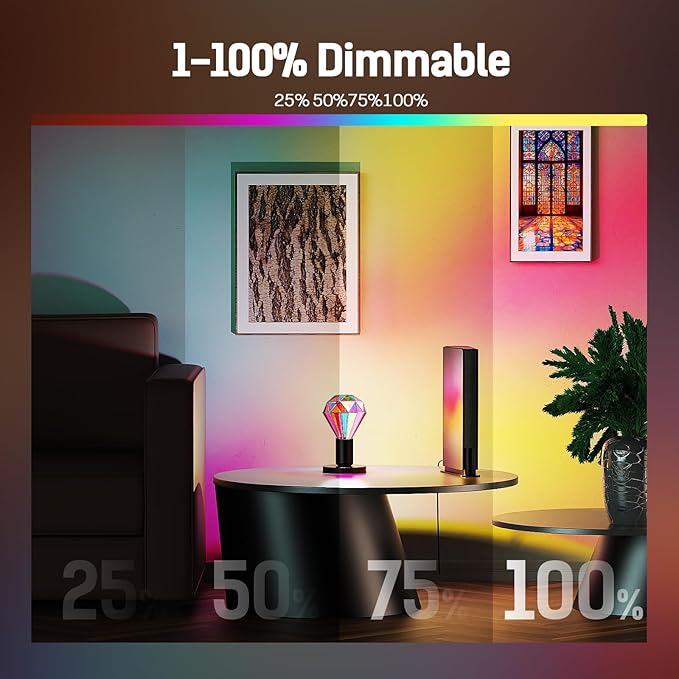 Hompavo Upgraded Dimmable LED Stained Glass Light Bulb, Hand-Painted Colorful E26 G95 3.5W, for Party, Halloween, Christmas, Home, Room, Garden, Balcony Decoration, 1 Pack