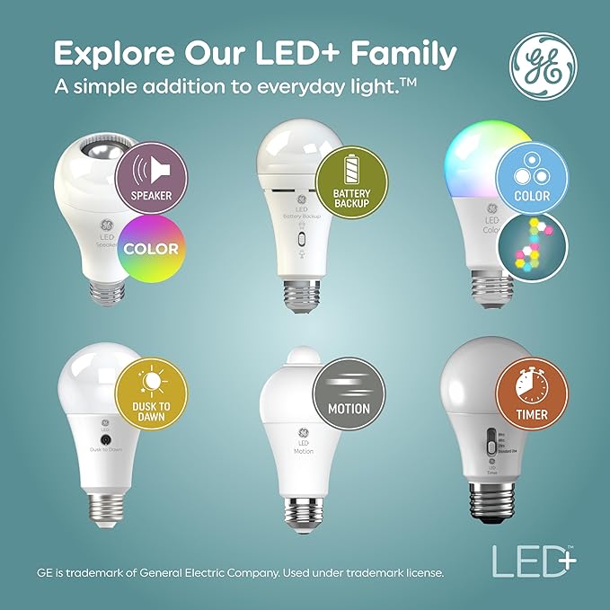 GE LED+ Motion Sensor LED Light Bulbs, 14W, PAR38 Outdoor Security Floodlights, Warm White, CAC (2 Pack)