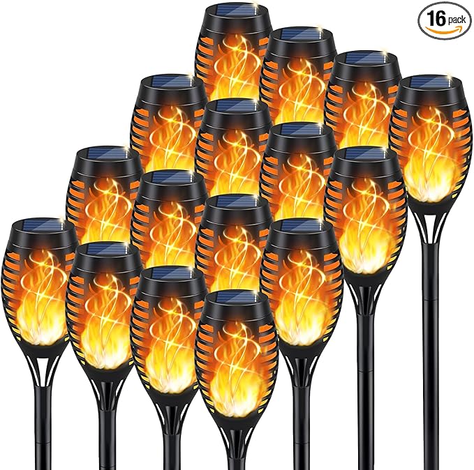 KYEKIO Solar Lights for Outside, 16Pack Solar Flame Torch Light, Garden Light Outdoor Waterproof, Outside Lights for Yard Decor, Outdoor Decorations Lawn