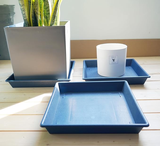 Square Plant Saucer 20 Inch 2 Pack, Large Plant Trays for Pots Heavy Duty Plastic Plant Saucers for Indoors Outdoors, Flower Pot No Holes Plant Lover Gardening Gifts