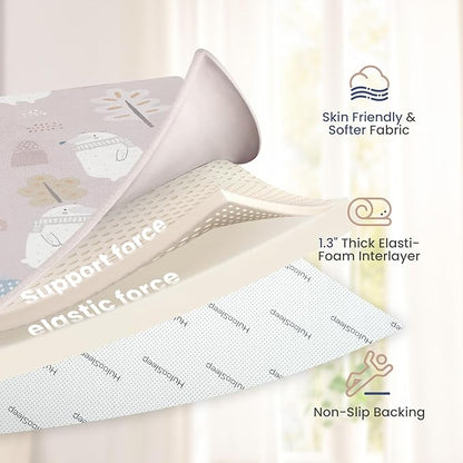 Baby Play Mat for Floor,1.3" Thick Cushioned Playpen Mat 50"x50",Extra Soft Elasti-Foam,Water Repellent Coral Velvet,Non-Slip for Crawling&Tummy Time,Infant Toddler Kids Nursery Rug((Polar Bear)