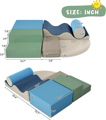 Merax Climbing Toys for Toddlers, Soft Climb and Crawl Playset Indoor Baby Soft Foam Blocks for Climbing, Crawling, 6-Piece