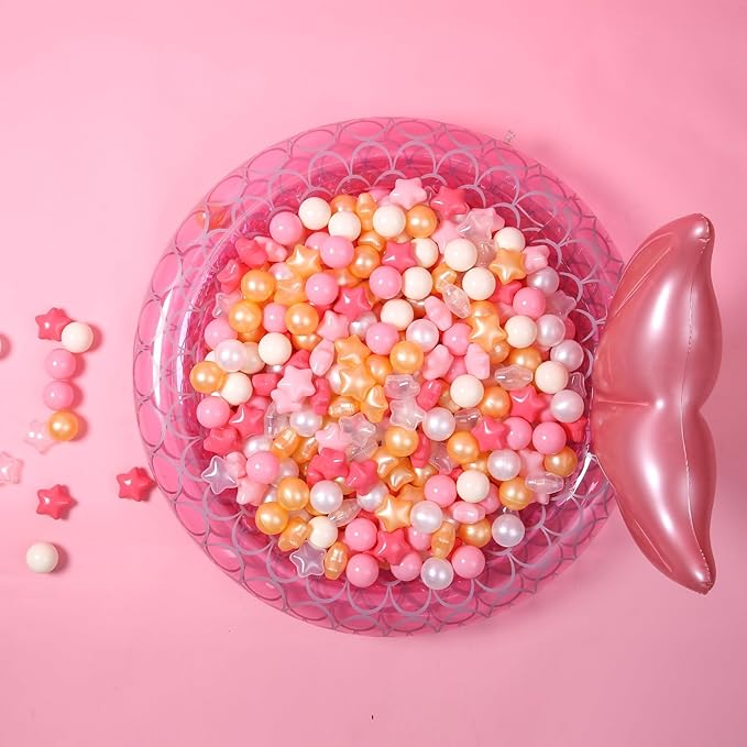 GOGOSO Ball Pit Balls for Toddlers Phthalate-Free BPA-Free Non-Toxic Crush Proof Soft Plastic Play Balls Baby Kids Shape Tent Pool Playhouse Playpen Party Decor,Creamy Pink Pearl Gold Clear,100PCS