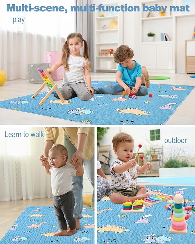50x50 Play Mat for Playpen Foldable Baby Play Mat Large Tummy Time Mat, Non Slip Washable Baby Play Mats for Floor, Portable Travel Baby Crawling Mats for Toddlers and Infants