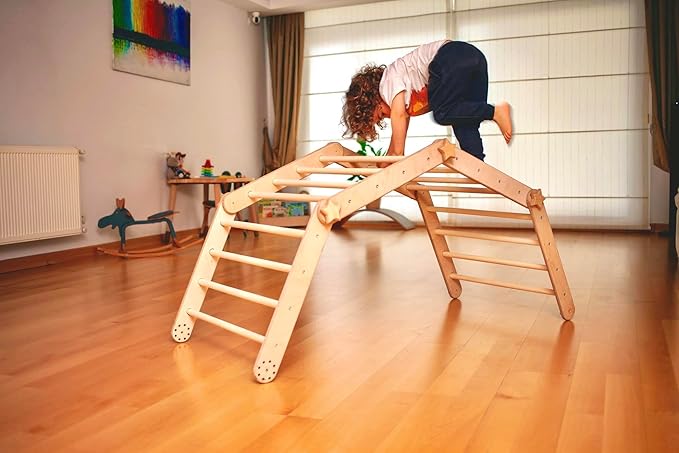 Montessori Climbing Cube and Triangle for Kids | Foldable Climbing Set | Indoor Activity Cube | Climbing Set with Cube and Triangle for Toddler | Foldable Wooden Jungle Gym (CUBE+TRI+2 RAMP)