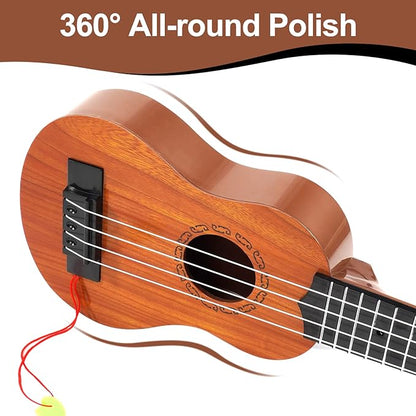 Raimy 17in Kids Ukulele Guitar - 4 Strings Mini Guitar Children Musical Instruments Educational Toys with Picks for Toddler Kids Boys Girls Beginner (Burlywood)
