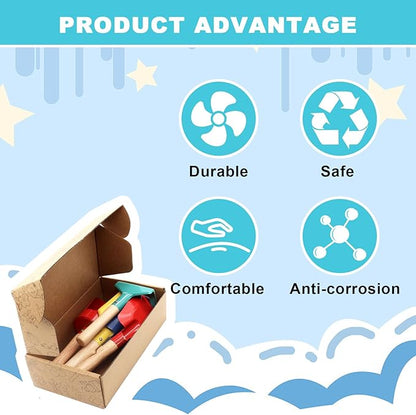 Beach Toys, 6 Pcs Children Beach Sand Toys, 8'' Kids Gardening Set Metal Garden Tools with Sturdy Wooden Handle,Safe Kids Shovel with Cylinder, Spoon, Fork, Rake, Flat Shovel & Pointed Shovel