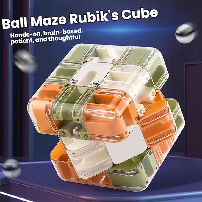 Large Puzzle Maze Cube - Engaging Brain Teaser Toy, 3D Maze Magic Cube & Ball, Mazes Ball Puzzles for Logical Thinking (Mixed,1set)