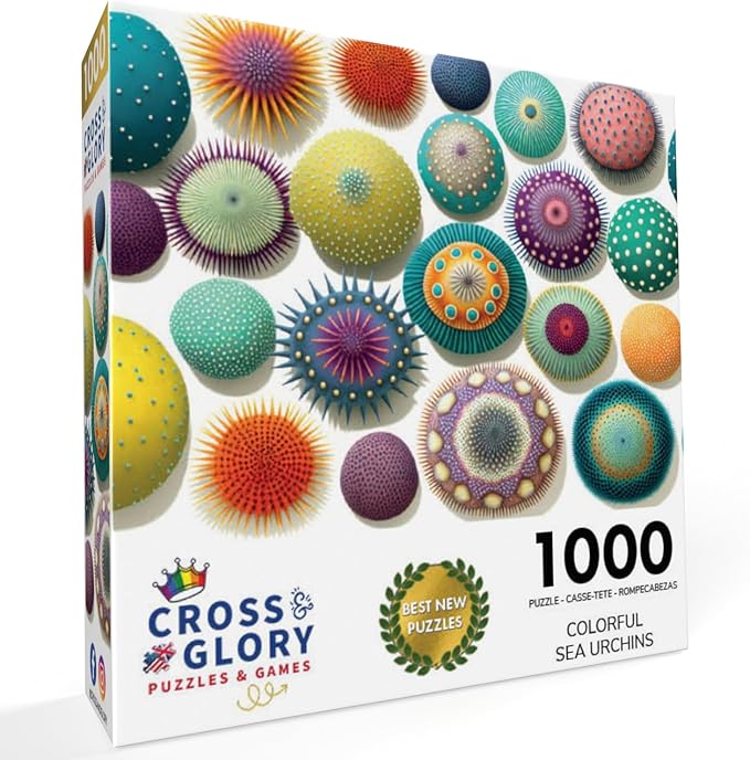 Cross & Glory - Colorful Sea Urchins - 1000 Piece Jigsaw Puzzle for Adults | Vibrant and Stunning Collage | Challenging and Relaxing | Unique and Beautiful Design