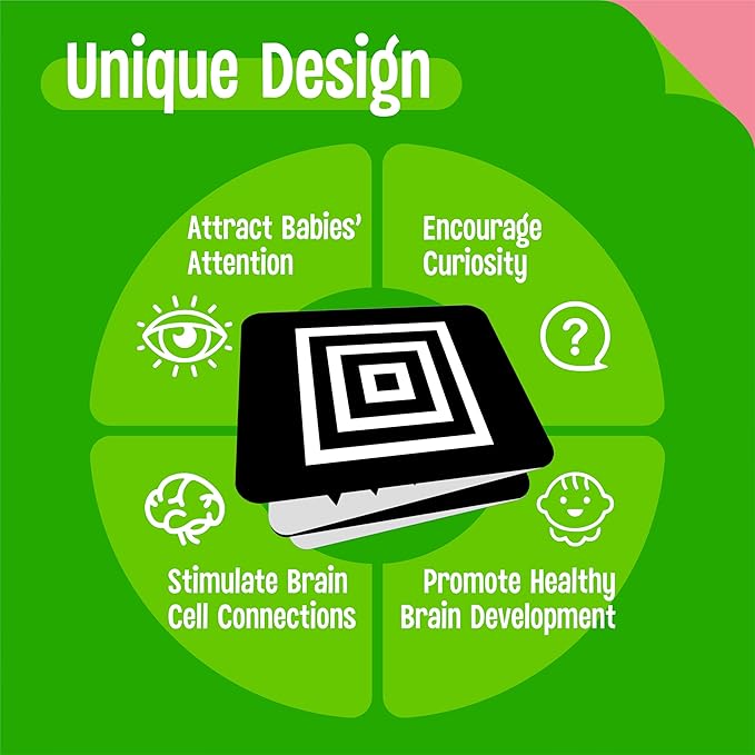 2 PCS Baby Visual Stimulus Cards, Double-Sided High Contrast Black and White Flashcards Sensory Developmental Montessori Cards Set for Newborn Boy Girl Baby Tummy Time (39” X 8”)