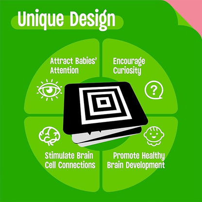 2 PCS Baby Visual Stimulus Cards, Double-Sided High Contrast Black and White Flashcards Sensory Developmental Montessori Cards Set for Newborn Boy Girl Baby Tummy Time (39” X 8”)