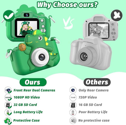 Kids Camera Toy, masterbee Dinosaur Toys Camera for Kid Age 3-12, Christmas/Birthday Gifts for Boys and Girls, 1080P HD Kids Digital Camera, Children Camera Gift for 3 4 5 6 7 8 9 10 11 12 Year Old