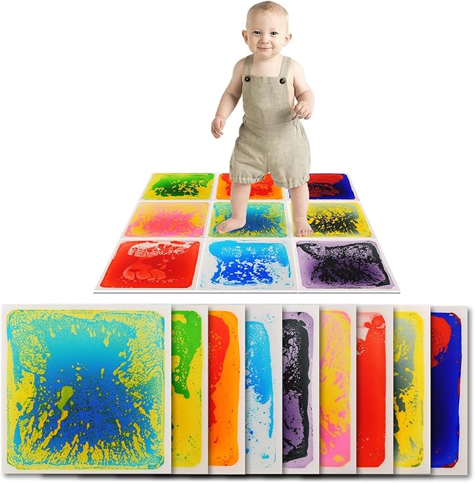 Art3d Liquid Fusion Activity Play Mat for Kids, Pack of 9 Tiles 12" X 12", Multi-Color