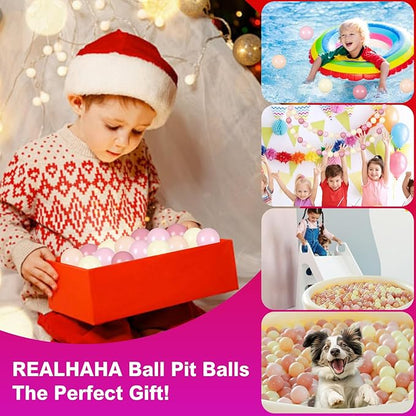 Realhaha Ball Pit Balls 50 100 200 500 Play Balls Plastic Balls for Baby Girls Toddlers Kids Play Tent Pool Playhouse Playpen Party Decoration