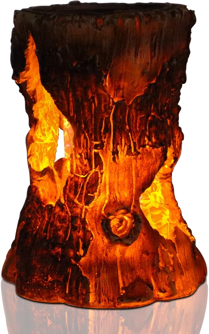 pearlstar Solar Lanterns Outdoor Tree Stump Fire Flame Light Halloween Decorative Solar Powered Lantern Waterproof Decor for Patio Garden Yard Pathway Lawn Deck,1PACK