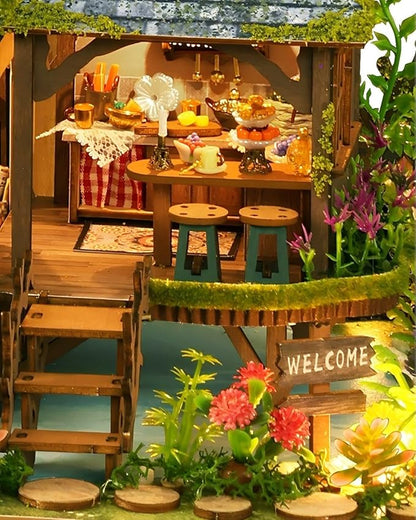OZJAY Miniature House Kit, DIY Wooden Dollhouse Miniature Kit, Dollhouse Kit, Mini House Building Kit for Adult Teen, Forest Adventure
