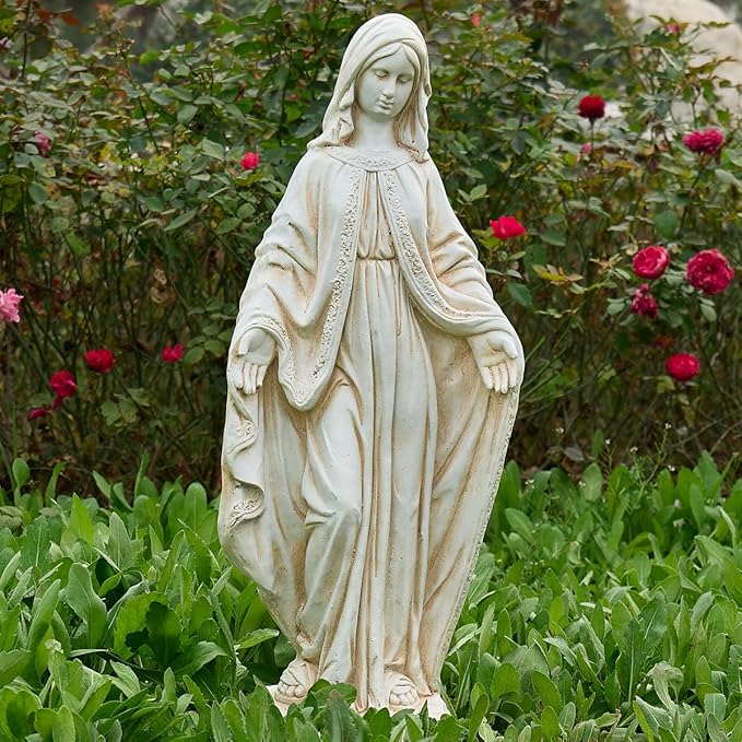 Virgin Mary Statue, Outdoor Garden Religious Decorations, Outdoor Mother Mary Statue, Garden Sculptures & Statues for Home Yard Patio Lawn Deck Hallway