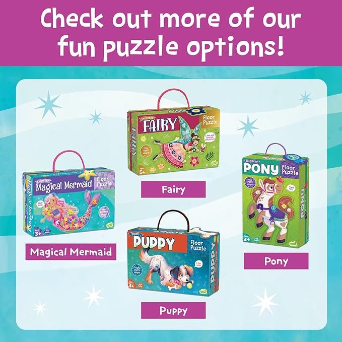 PEACEABLE KINGDOM Shimmery Unicorn Floor Puzzle, 1 EA