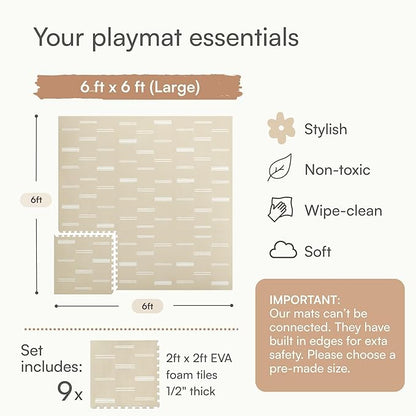Lillefolk Foam Baby Play Mat – Interlocking Tiles for Kids | Non-Toxic Crawling Mat for Tummy Time, Toddlers & Infants – 6x6ft 9 Tiles