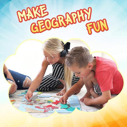 GeoToys GeoPuzzle, Country-Shaped Jigsaw Puzzles Set of 6, Geography Puzzle, Geography Game & Map Puzzle - Jigsaw Puzzles for Kids Ages 6-9 Years Old