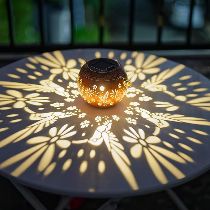 Starsoul 2 Pack Solar Lanterns Waterproof Outdoor, Hummingbird Hollow Out Decoractive Hanging Solar Lantern Lights for Outside Garden Yard Porch Tabletop Patio Decor, Gardening Gifts for Women Mom